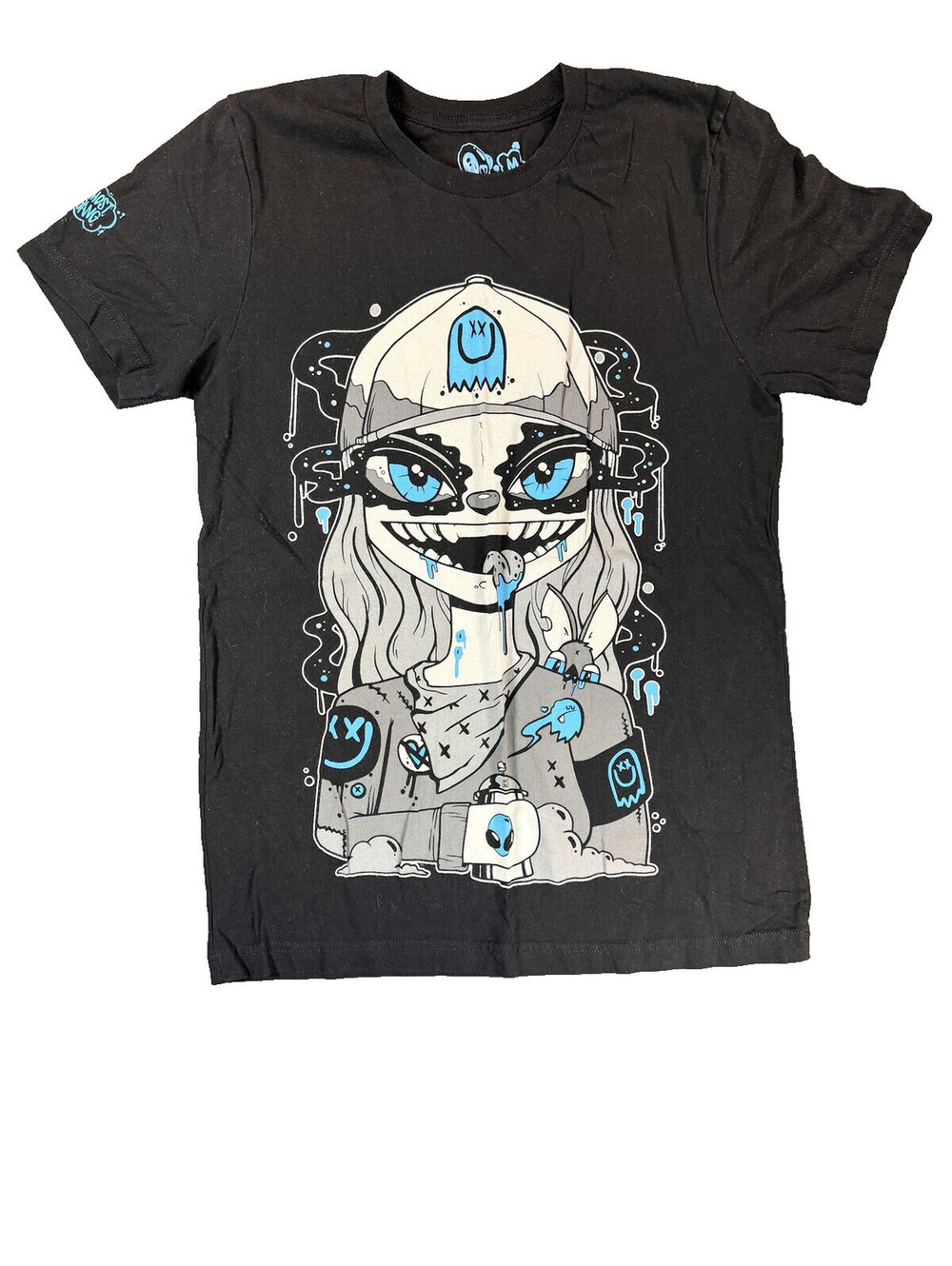 Nicky Davis Ghost Gang Graphic T Shirt Unisex M Black Blue Graffiti Streetwear